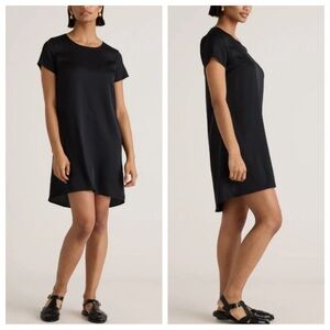 Quince Washable Stretch Silk Tee Dress Black
